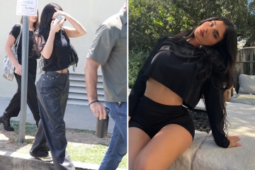 Kylie shows off post-baby stomach in crop top & pants during Kardashian outing