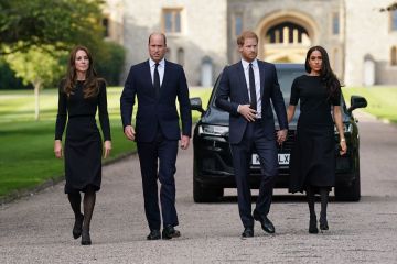 Meghan and Harry join William and Princess Kate to mourn Queen at Windsor