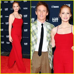 Jessica Chastain Radiates in Red at TIFF Premiere of 'The Good Nurse' with Eddie Redmayne