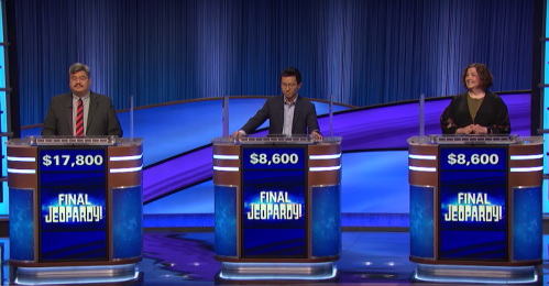 Contestants during Final Jeopardy! on September 14, 2022