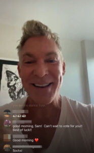 Sam Champion cracked up on Instagram Live after fans pointed out he forgot key items for his move to Los Angeles – socks and underwear