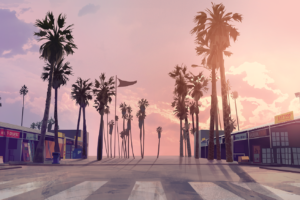 An image showing palm trees in Grand Theft Auto V.