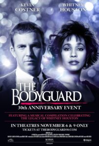 'The Bodyguard 30th Anniversary' poster with Kevin Costner and Whitney Houston