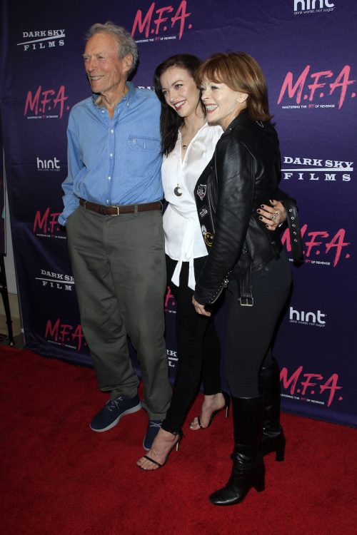 Clint Eastwood, Francesca Eastwood, and Frances Fisher at the premiere of 