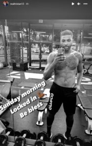 Tristan Thompson posted a shirtless selfie on Instagram