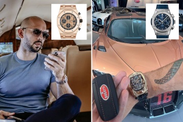 Andrew Tate’s £1m watches include bejewelled Hublot & £400k Jacob & Co Bugatti