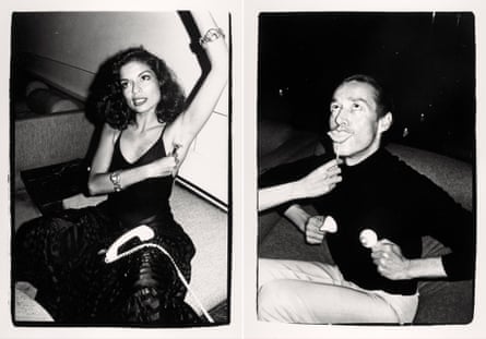 Andy Warhol’s photographs of Bianca Jagger and Halston at Halston’s house in New York (from the portfolio Photographs, 1976-79).