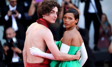 Timothée Chalamet and Taylor Russell at the Venice film festival.