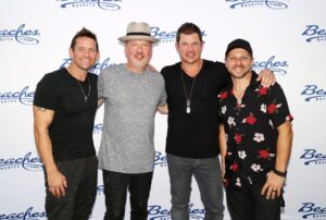 PROVIDENCIALES, TURKS AND CAICOS ISLANDS - AUGUST 31:  Jeff Timmons, Justin Jeffre, Nick Lachey and Drew Lachey are seen prior to the 98 Degrees Ultimate Throwback Concert at Beaches Turks & Caicos Resort Villages & Spa on August 31, 2022 in Providenciales, Turks and Caicos.  (Photo by Alexander Tamargo/Getty Images for Beaches Resorts)