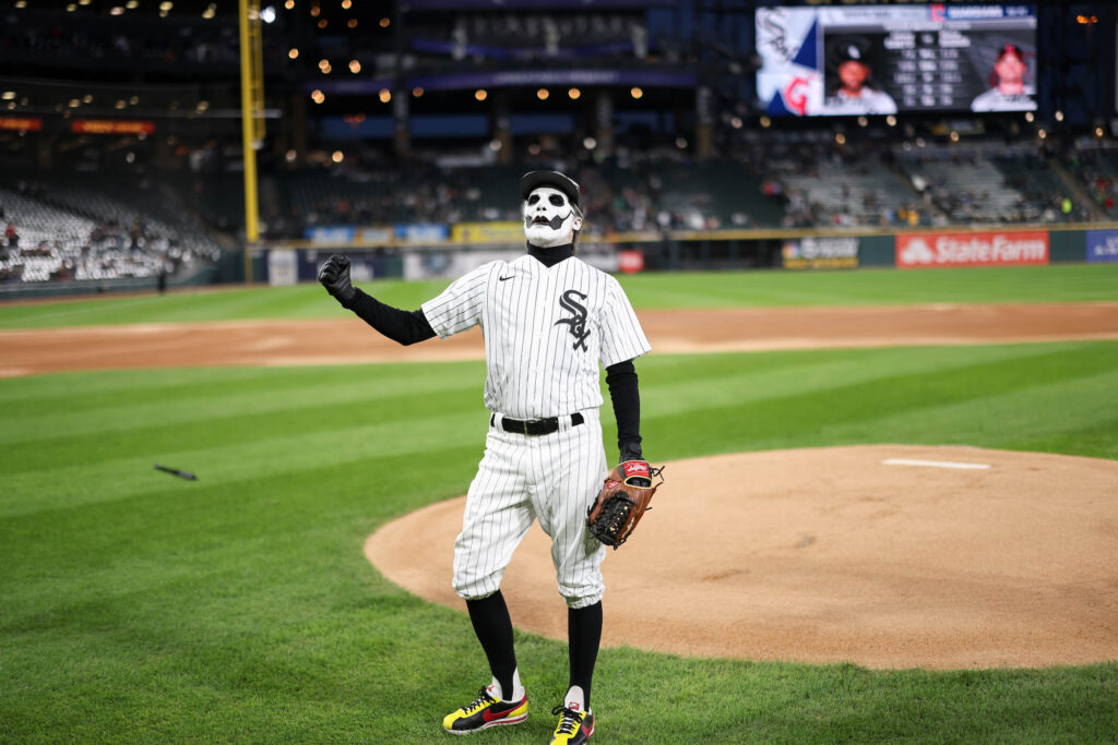 Ghost's Papa Emeritus IV Throws Out First Pitch at White Sox Game