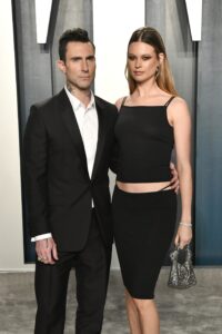 BEVERLY HILLS, CALIFORNIA - FEBRUARY 09: Adam Levine and Behati Prinsloo attends the 2020 Vanity Fair Oscar Party hosted by Radhika Jones at Wallis Annenberg Center for the Performing Arts on February 09, 2020 in Beverly Hills, California. (Photo by Frazer Harrison/Getty Images)