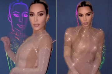 Kim shocks fans as her waist looks skinnier than ever in see-through dress