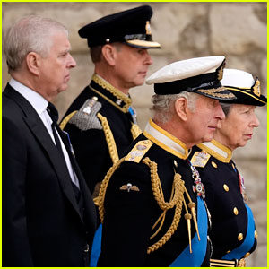 King Charles, Princess Anne, Prince Edward & Prince Andrew Stand Together at Queen's Funeral