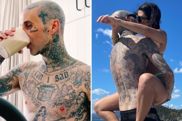 Travis Barker shows off tattoo of Kourtney Kardashian’s body part