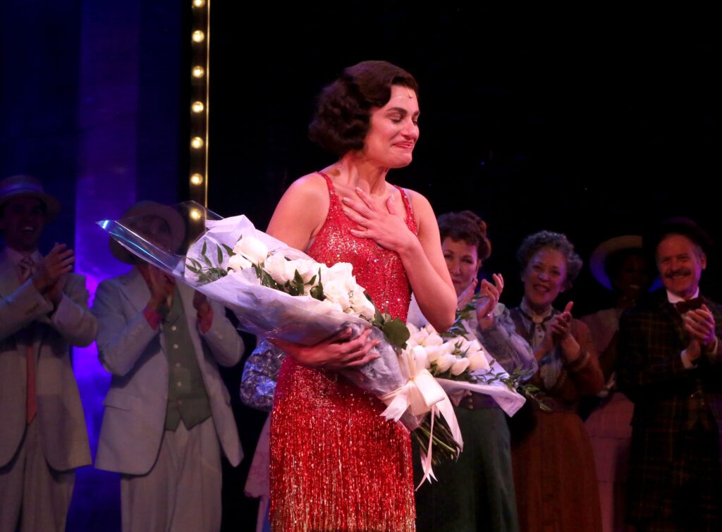 Lea Michele takes her first curtain call as Fanny Brice in Broadway's Funny Girl.