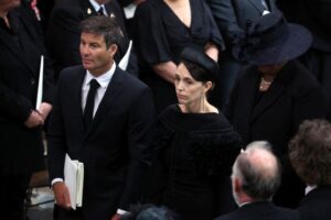 New Zealand's Prime Minister Jacinda Ardern and husband Clarke Gayford attend the state funeral of Queen Elizabeth II at Westminster Abbey on Sept. 19.