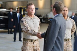 Robert Cormier shakes the hand of the president, played by Kiefer Sutherland, in "Designated Survivor."