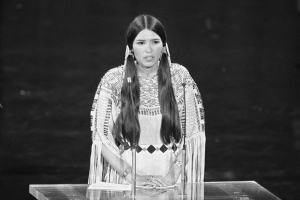 Native American Sacheen Littlefeather speaks at