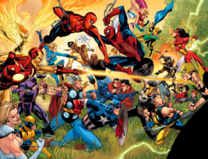 Two groups of Avengers square off in the comic Secret invasion
