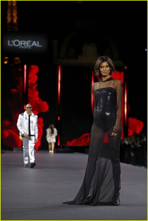 Liya Kebede on the runway for the L'Oreal Paris show