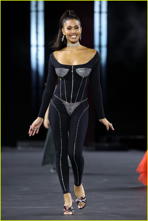 Leyna Bloom on the runway for the L'Oreal Paris show