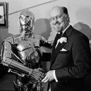John Williams with Star Wars character C-3PO in 1980.