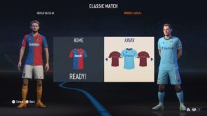 FIFA 23’s team selection screen showing AFC Richmond at left in red and blue kits, and Wrexham AFC at right in light blue