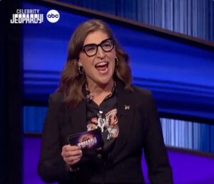 Mayim Bialik suffered an awkward moment on Sunday's Celebrity Jeopardy!