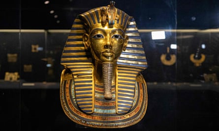 Topped with a vulture and a cobra … Tutankhamun’s mesmerising death mask.
