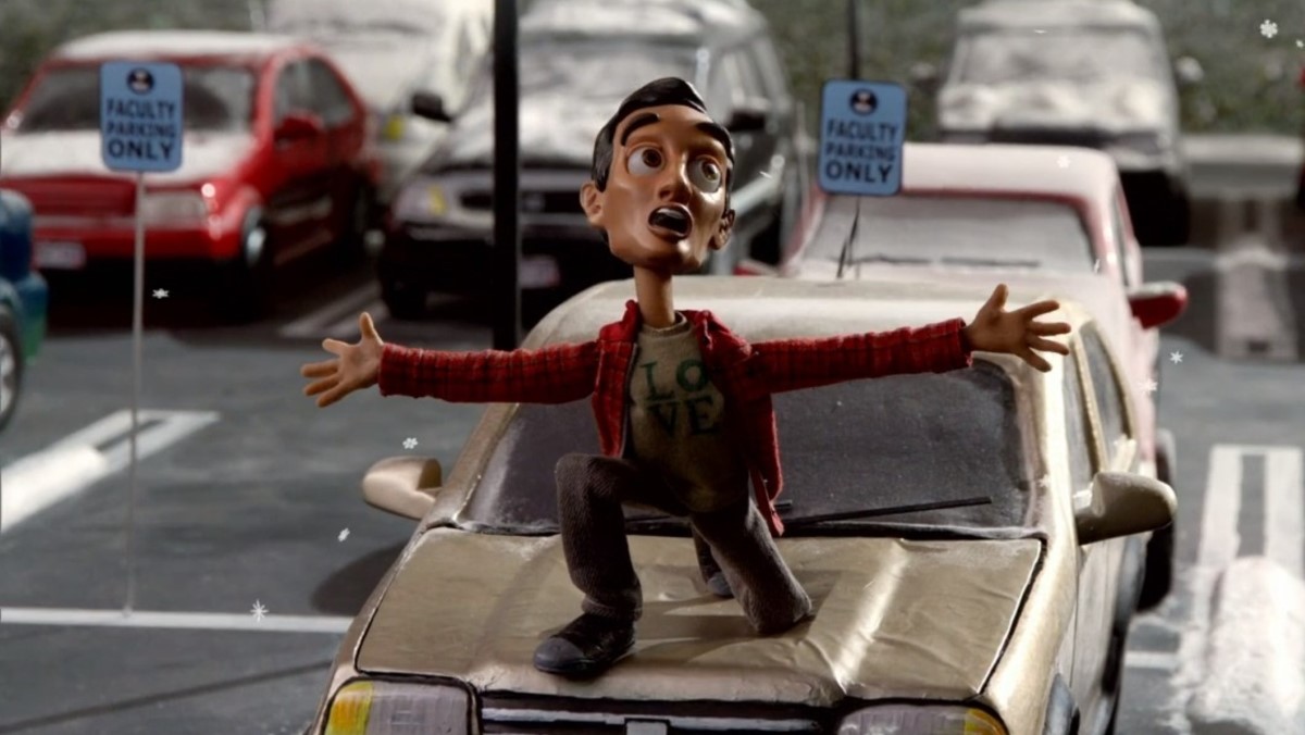 Abed as a claymation figure in a Christmas episode of Community