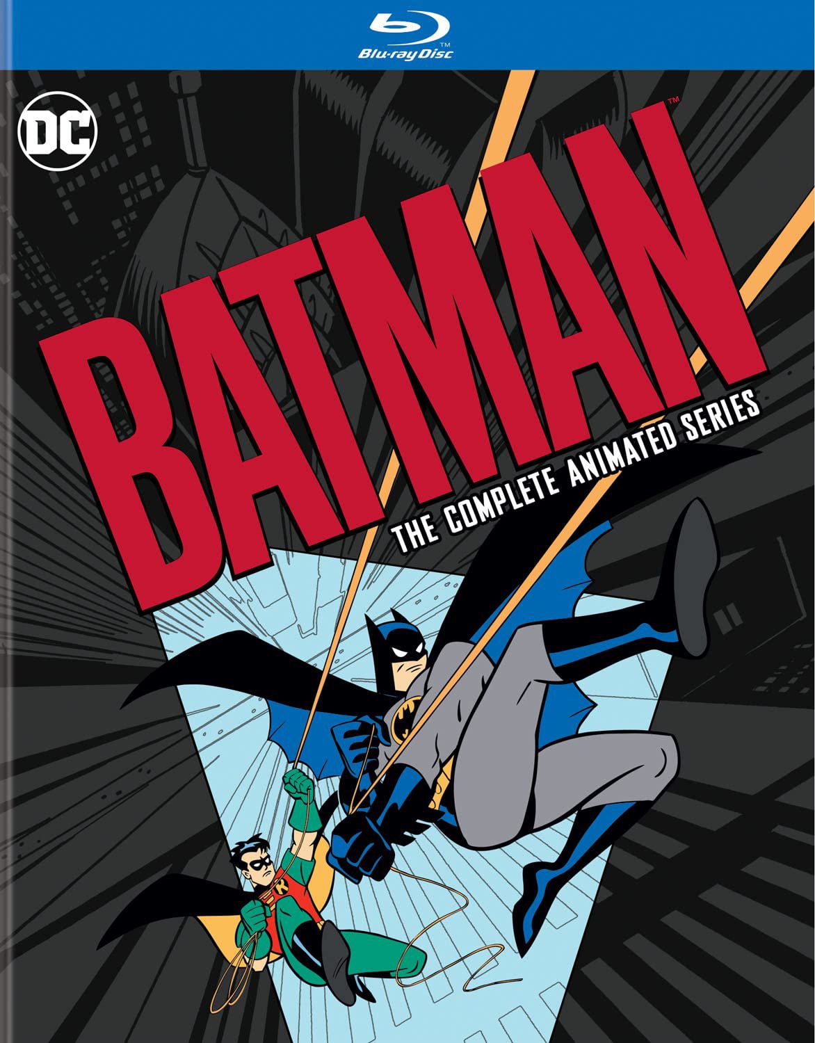 Batman: The Complete Animated Series box cover with Batman and Robin swinging into action
