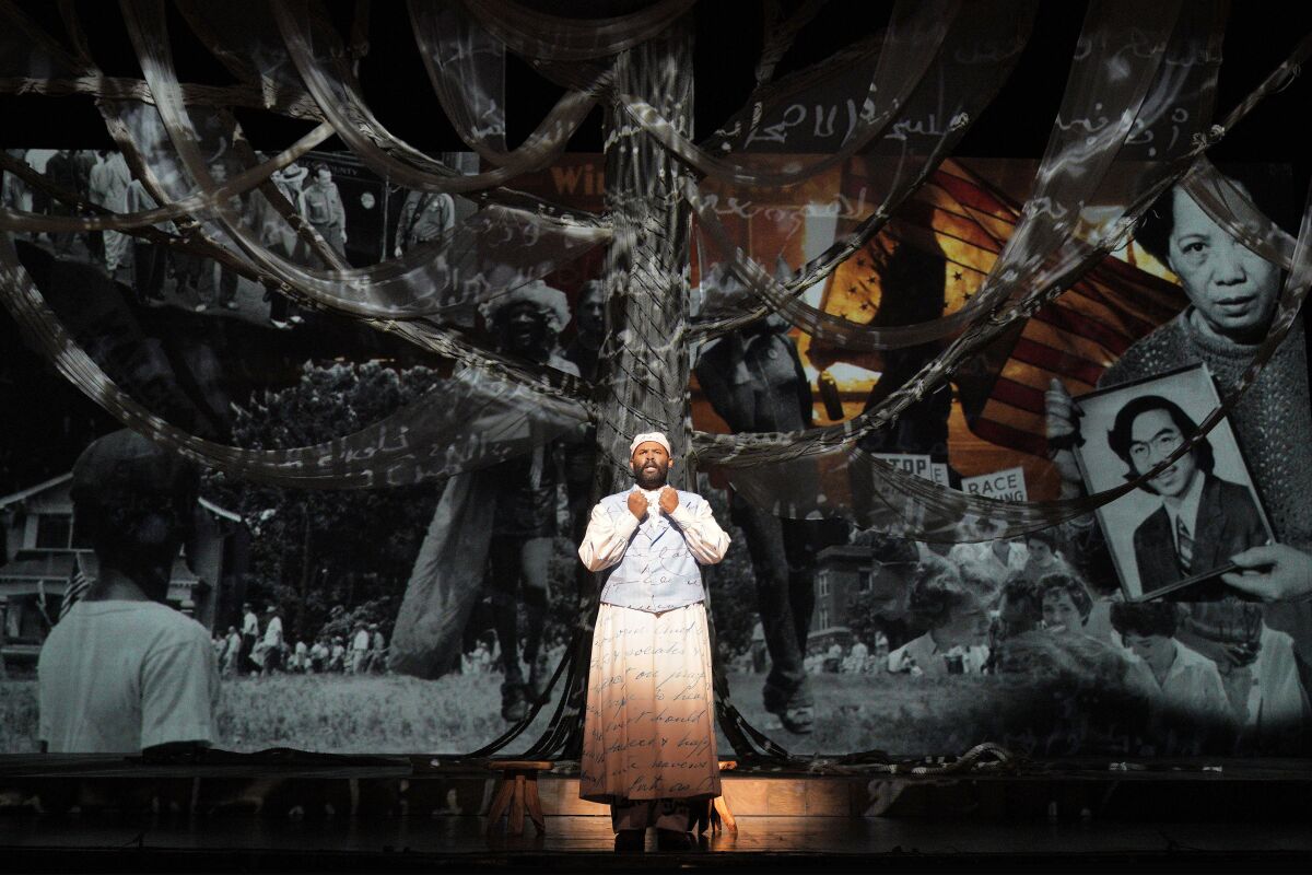 Jamez McCorkle as the title character in L.A. Opera's West Coast premiere of the Rhiannon Giddens-Michael Abels "Omar."
