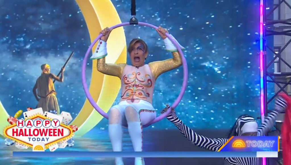Today's Hoda Kotb looked petrified as she attempted to be a Cirque du Soleil performer on Monday