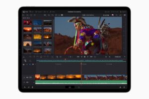 DaVinci Resolve video editing software running on a M2-powered iPad pro