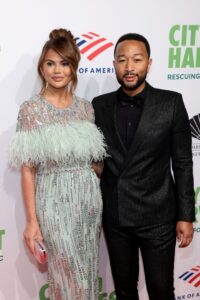 Chrissy Teigen and John Legend at the City Harvest "Red Supper Club" gala on April 26 in New York City.