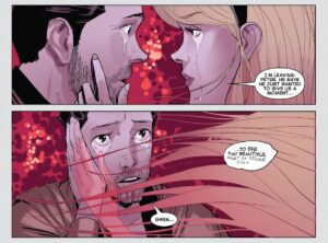“He says he just wanted to give us a moment,” Gwen Stacy says as she fades away, she and Peter Parker as crying and holding each other close in The Amazing Spider-Man #10 (2022).