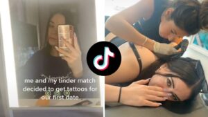 TikToker goes viral getting a tattoo with Tinder match on first date