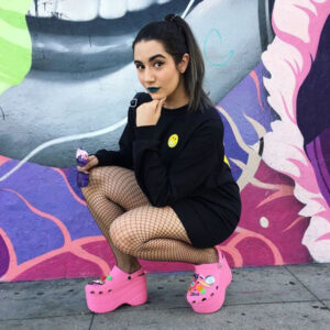 Safiya Nygaard wearing Balenciaga platform Crocs in a photo posted to Instagram on April 8, 2018