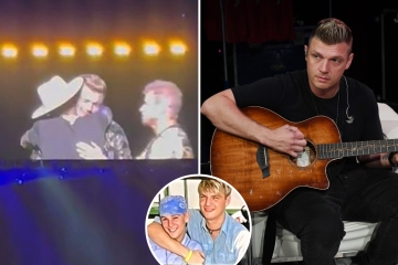 Nick Carter sobs during Backstreet Boys concert in a tribute to brother Aaron
