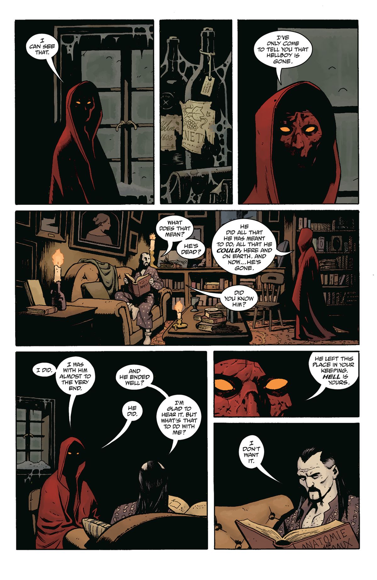 Koshchei and a “ghost” discuss his responsibilities as the ruler of Hell now that Hellboy is gone in Koshchei in Hell #1 (2022).
