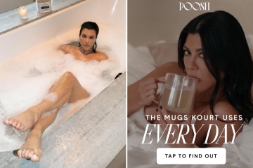 Kourtney nearly busts out of plunging lingerie in raunchy new photo