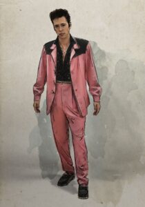 A sketch of an all pink "Elvis" costume.
