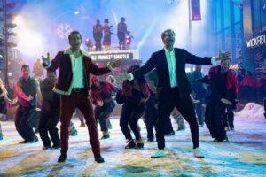 A Christmas-themed all-male dance number