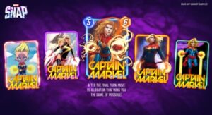 Variants of the Captain Marvel card.