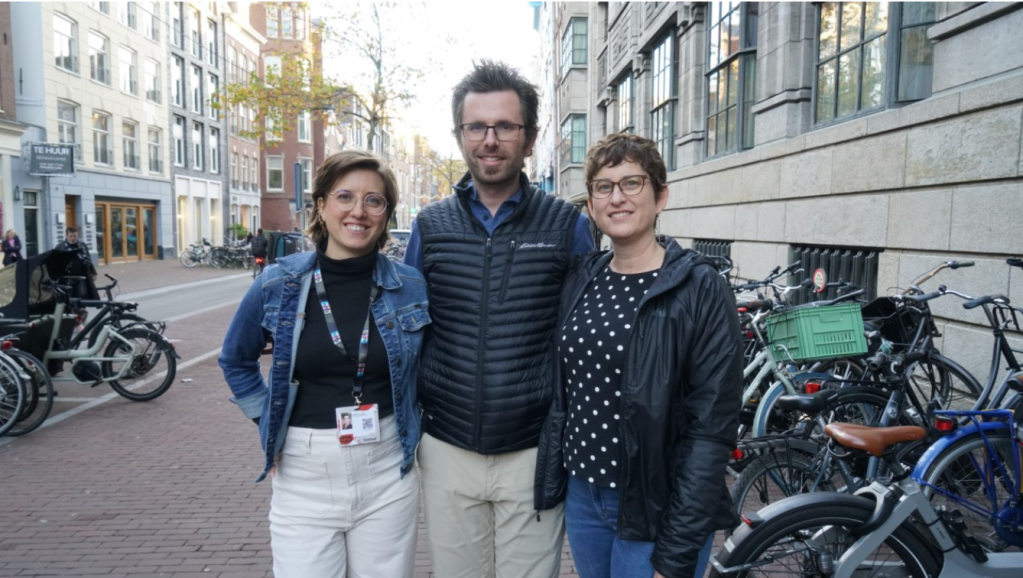 L-R Directors Melissa Lesh, Trevor Frost, and producer Alysa Nahmias outside Soho House Amsterdam Sunday, November 13, 2022