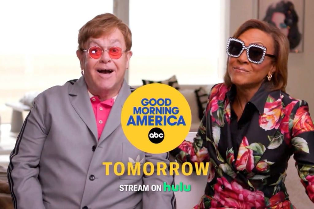 Elton John does an interview with Robin Roberts on ABC Good Morning America