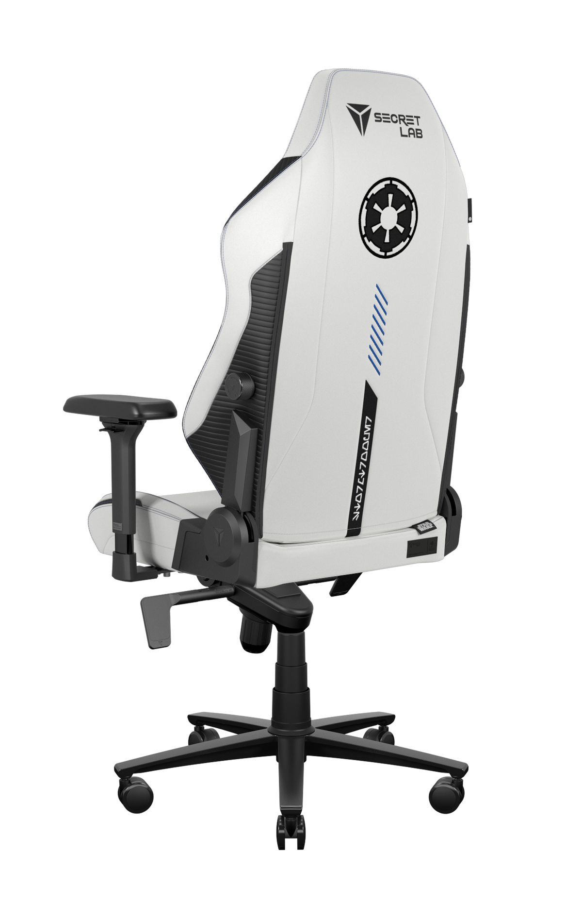 Image of a white and black Star Wars gaming chair.