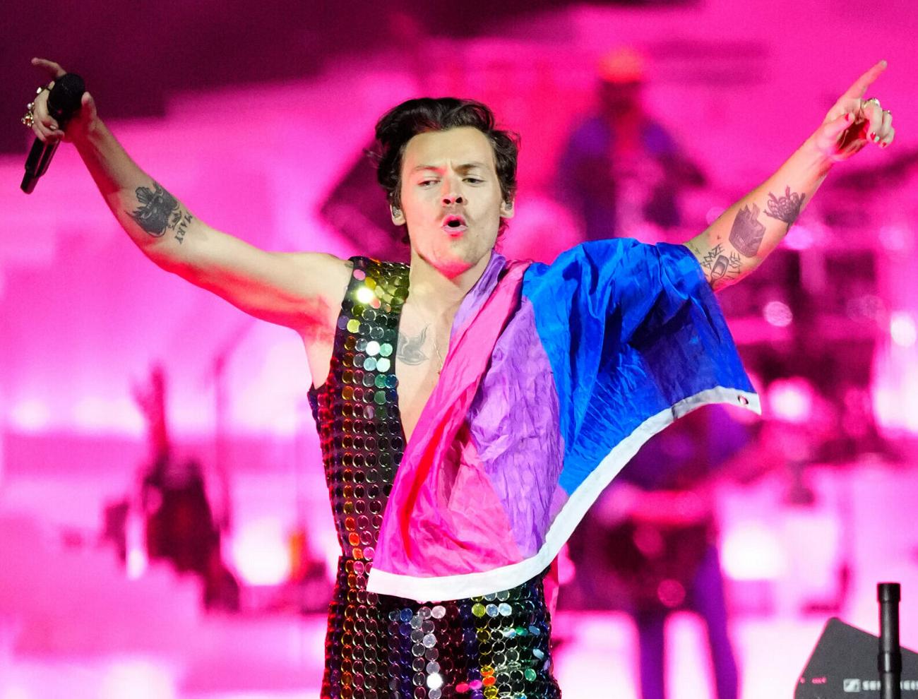 Harry Styles performs at 2022 Coachella Festival in Indio CA