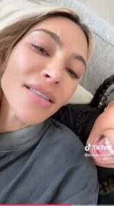 Kim Kardashian has gone makeup-free in an unfiltered video with North