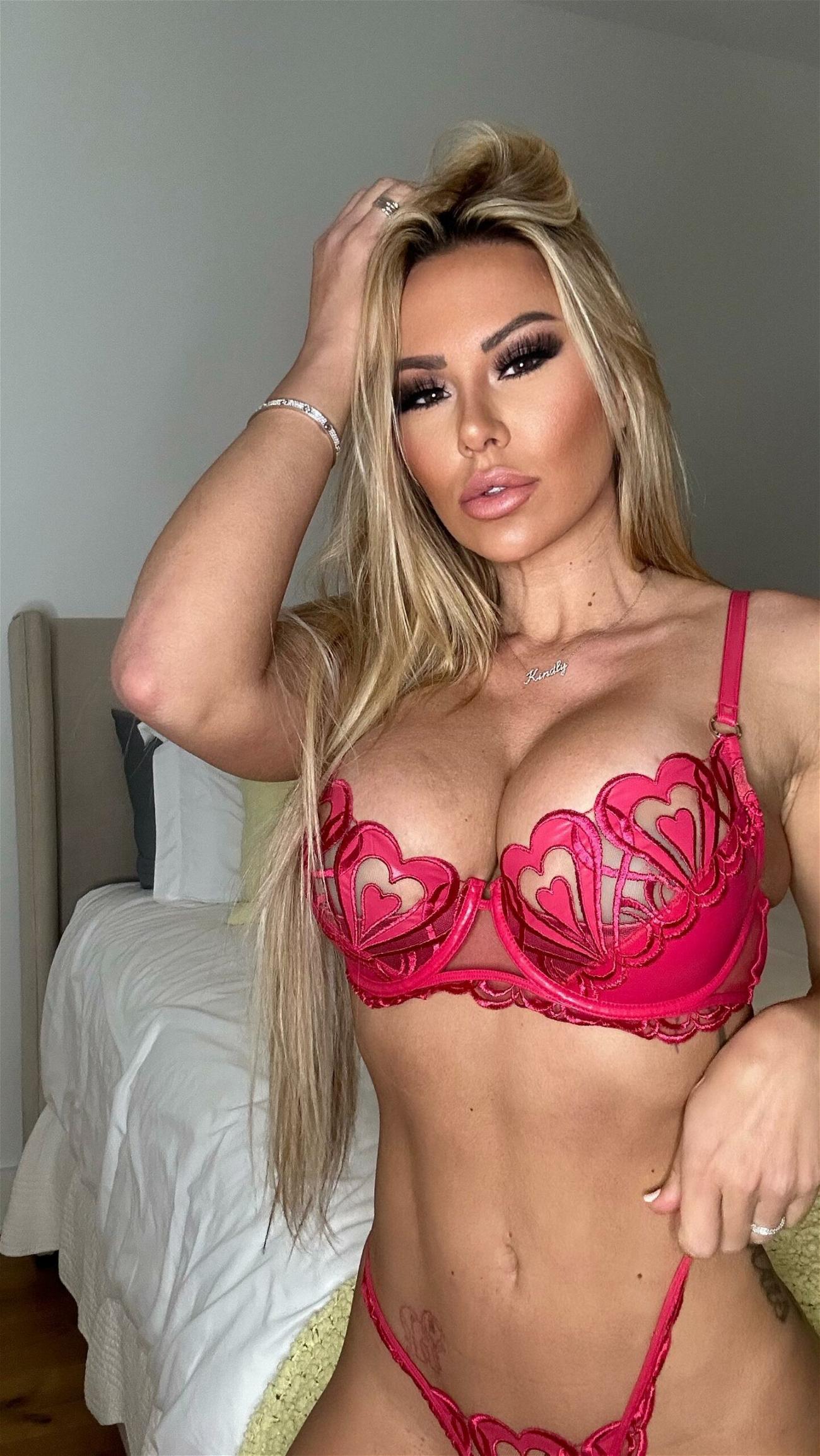Kindly Myers in red lingerie 